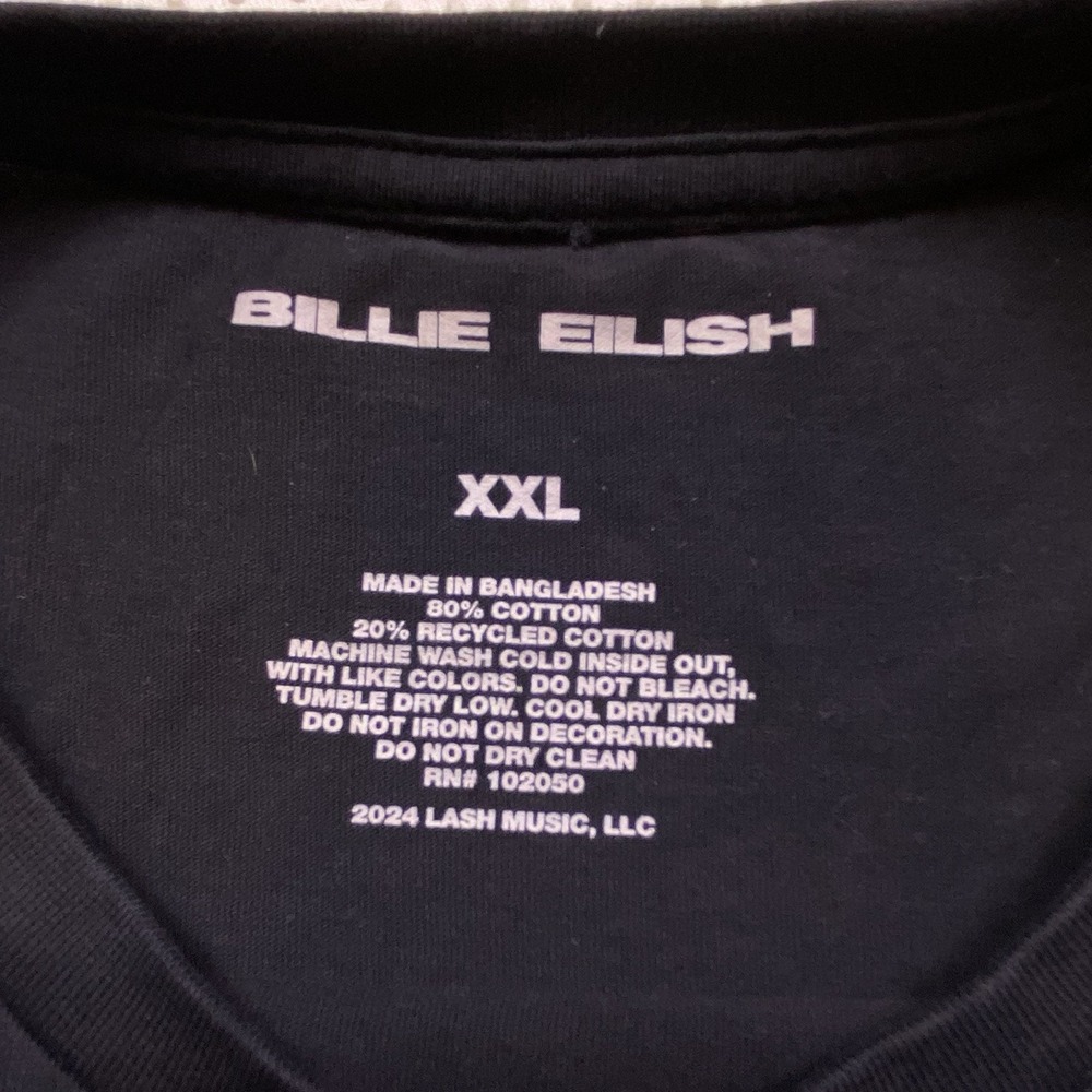 Billie Eilish 3 Photo Graphic Short Sleeve Cotton Lash Music T-Shirt XXL - Picture 2 of 5